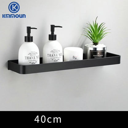 Black / White Bathroom Shelf Shampoo Holder Kitchen Storage Rack Bathroom Hardware Space Aluminum Shower Room Accessory - StorageandmoreStorage