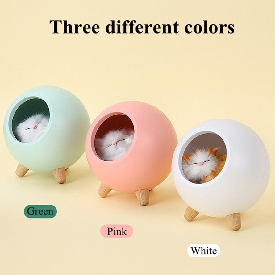 Cute Cat House Bluetooth Speaker Night Light Touch Dimming LED Baby Kids Bedside Sleep Lamps Bedroom Home Decor Holiday Gift - StorageandmoreStorage