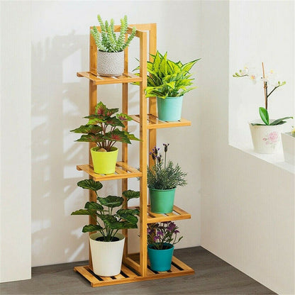 Bamboo 5 / 6  Tier  Plant Stand Rack Multiple Flower Pot Holder Shelf Indoor Outdoor Planter Display Shelving Unit for Patio - StorageandmoreStorage