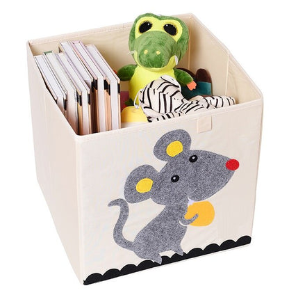 13 inch Foldable Embroidery Animal Cube Storage Box Oxford Fabric Kids Toys Organizers Bins Chest Organizer for Kids Nursery - StorageandmoreStorage