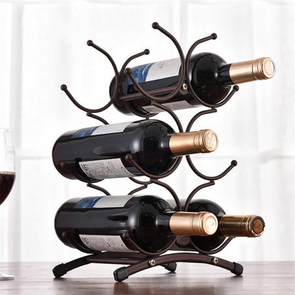 European style 6 Bottle Wine Rack Metal Freestanding Kitchen Storage Stand Wine Cabinet Grape Wine Shelf Display Bar - StorageandmoreStorage