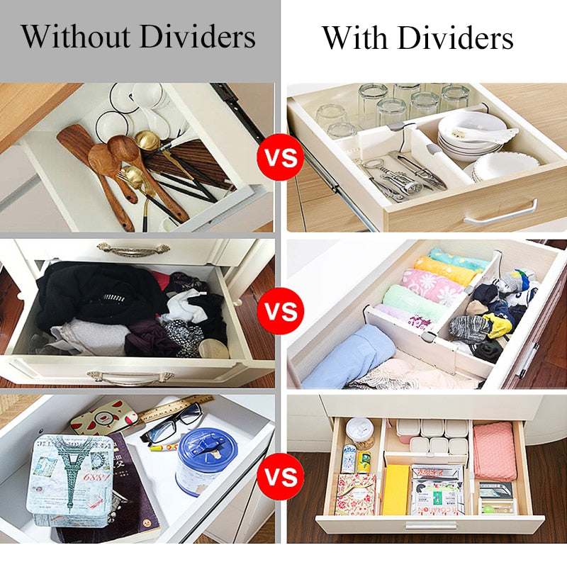 Adjustable Storage Drawers Divider Retractable Plastic Drawer Partition Holder Household Storage Clapboard  kitchen organizador - StorageandmoreStorage