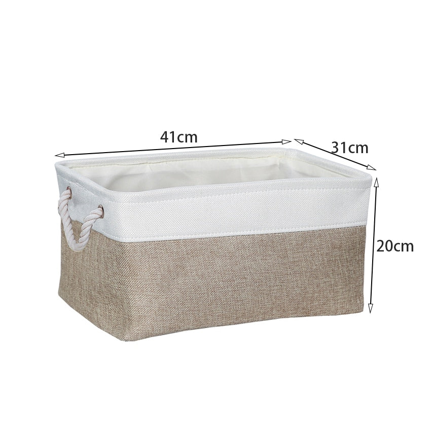 Cotton Linen Folding Storage Baskets Kids Toys Organizer Clothes and Sundries Storage Box Cabinet Storage Bag Laundry Basket - StorageandmoreStorage