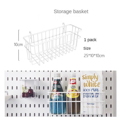 Pegboard Hanging Accessories Shelf Storage Bins Hook Brackets Clips No Punching for Garage Kitchen Pegboard Wall Organizer - StorageandmoreStorage