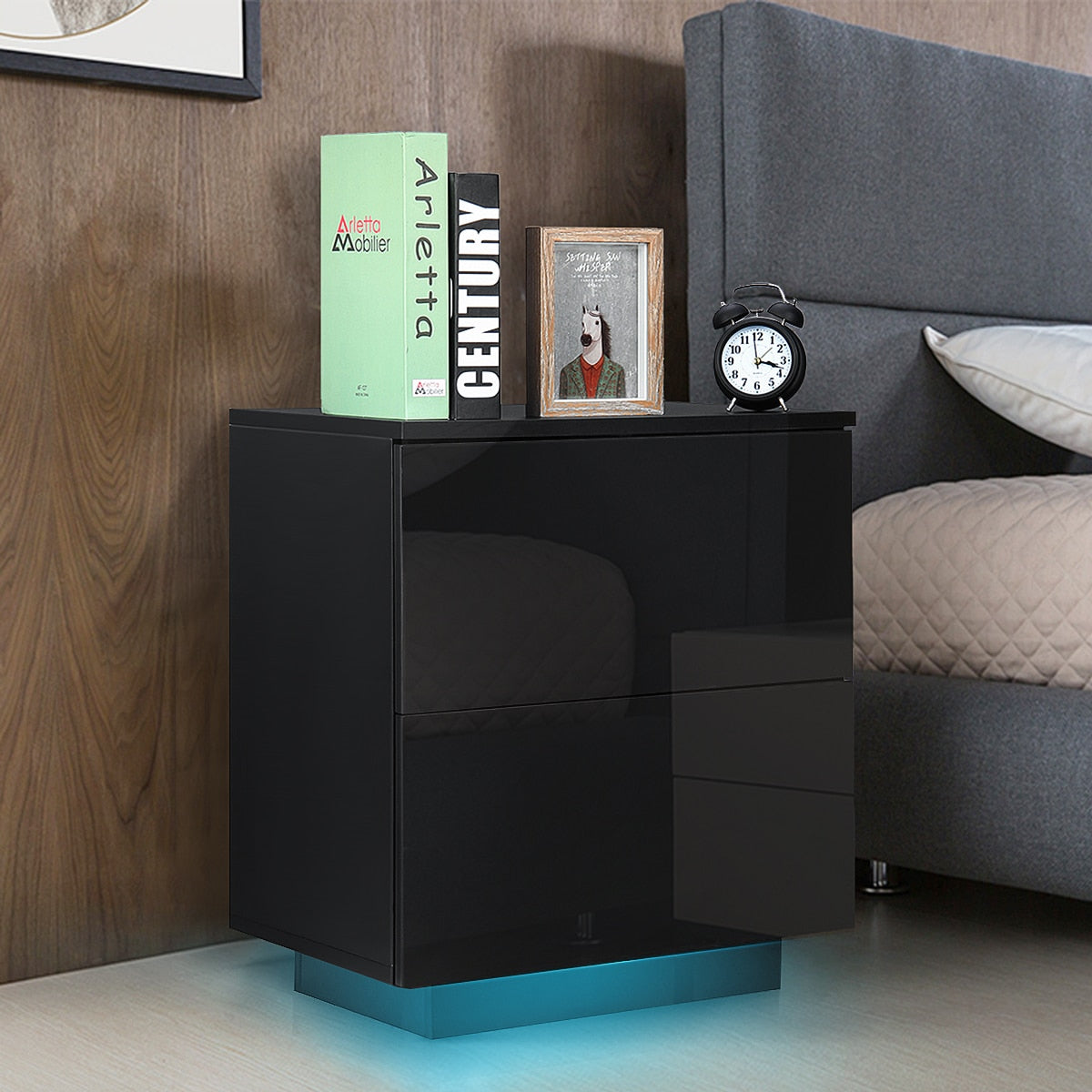 Multifunction RGB LED Nightstands Cabinet Storage Bedside Table Night Table Bedroom Nightstand Home Furniture for Night Lighting - StorageandmoreStorage