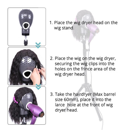 Fresh Wigs Head Drying Unit For Lace Wig Scalp Cap Net Hair Dryer Material Wig Display Head Mannequin Head For Wigs Plussign - StorageandmoreStorage