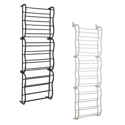 12 Tier Metal Tube Shoe Shelf Hook Over Door Shoe Rack Tidy Space Organizer for 36 Pairs Shoes - StorageandmoreStorage