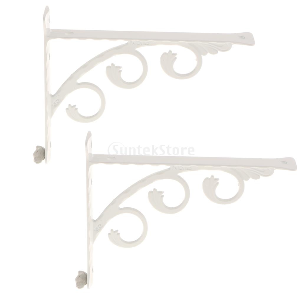 2Pcs L Shaped Wall Mounted Shelf Bracket Metal Hanging Holder European Style White Black 12x15cm 15x20cm 20x25cm - StorageandmoreStorage