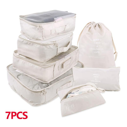 8/6/1 pieces Set Travel Organizer Storage Bags Suitcase Packing Set Storage Cases Portable Luggage Organizer Clothe Shoe Pouch - StorageandmoreStorage