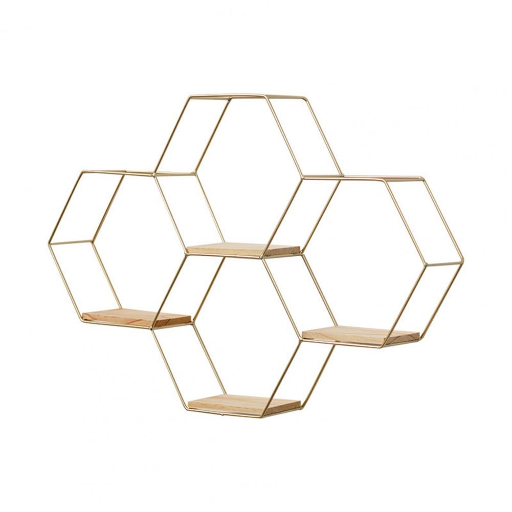 Wall Shelf Floating Shelves Wall Mounted Hexagon Storage Holder Storage Rack for Bedroom Living Room Office Organizer Decor - StorageandmoreStorage