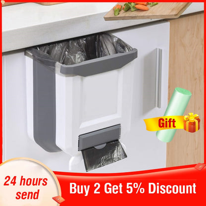 Folding Kitchen Trash Can Kitchen Folding Waste Bin Kitchen Garbage Cans Recycle Rubbish Bin for Kitchen Dustbin Garbage Bin - StorageandmoreStorage