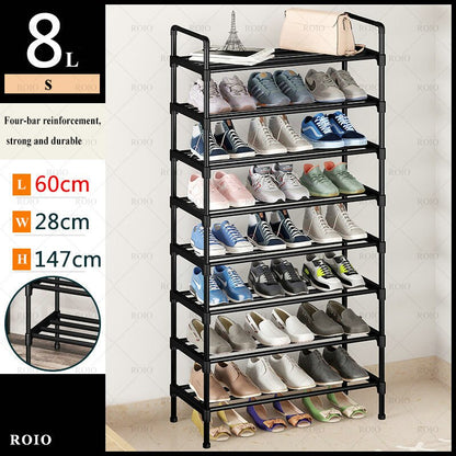 Simple Shoe Rack Metal Shoe Shelf Footwear Shoe Rack Living Room Space Saving Shoes Organizer Stand Holder Black Shoe Shelf - StorageandmoreStorage