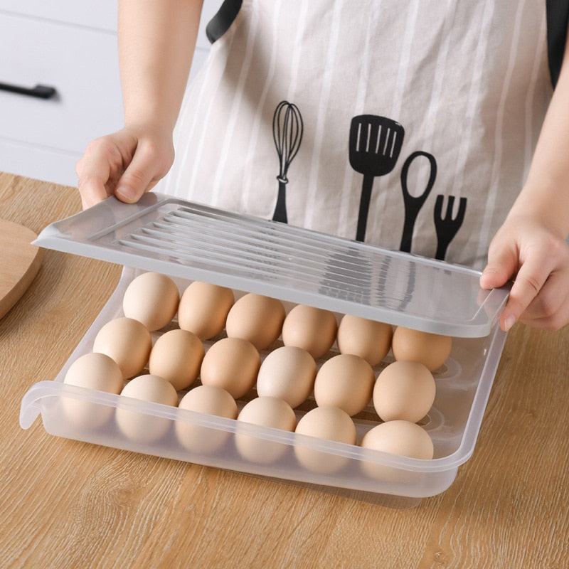 Plastic Egg Storage Box Kitchen Tools Refrigerator Storage Box Outdoor Picnic 18 Grid Food Container Multifunctional Egg Crisper - StorageandmoreStorage