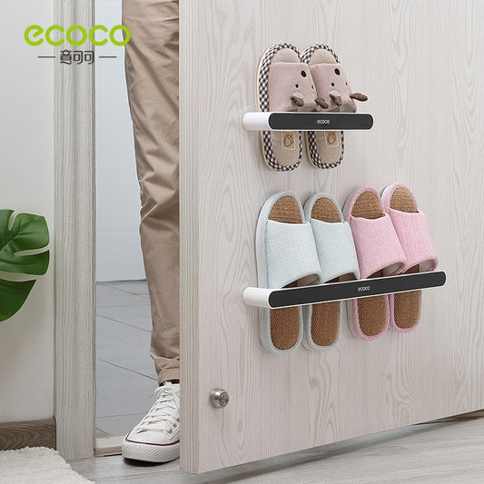 ECOCO Wall-mounted Bathroom Slipper Organizer Storage Rack Does Not Take Up Space Slippers Rack for Bathroom Accessories - StorageandmoreStorage