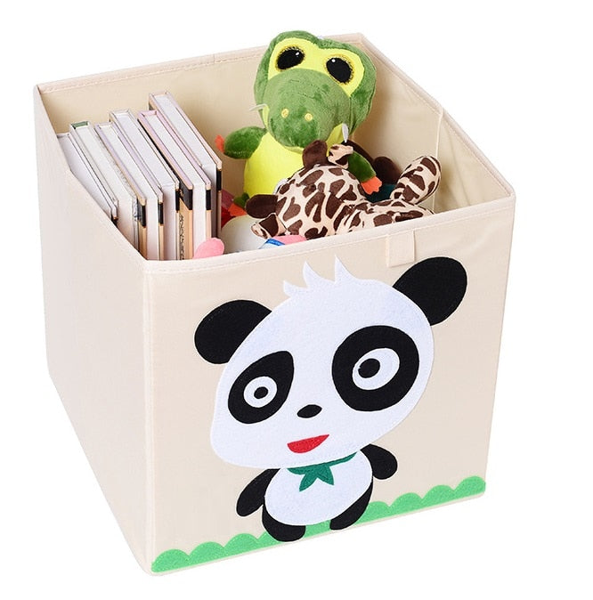 13 inch Foldable Embroidery Animal Cube Storage Box Oxford Fabric Kids Toys Organizers Bins Chest Organizer for Kids Nursery - StorageandmoreStorage