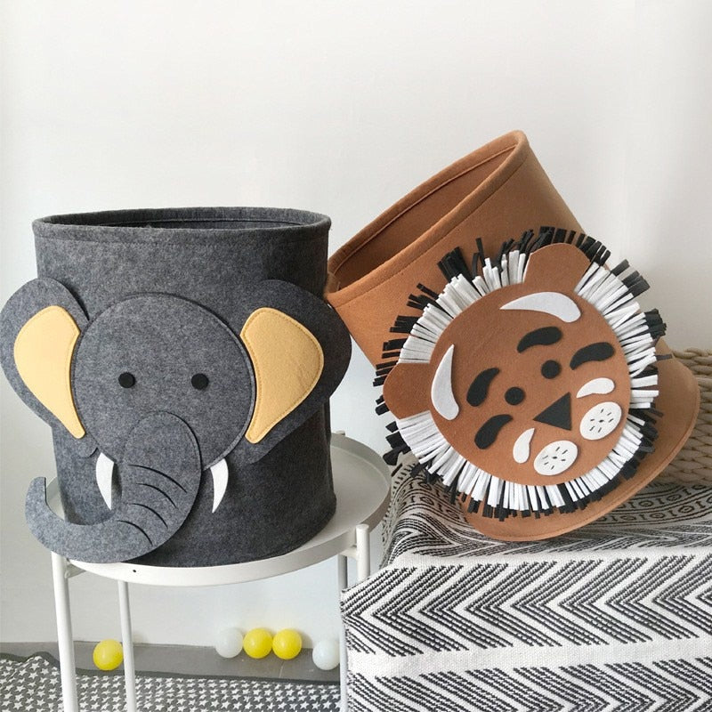 Lion Tiger Laundry Basket Storage Barrel Hamper Standing Toys Clothing Storage Bucket Clothes Organizer Holder Pouch Household - StorageandmoreStorage