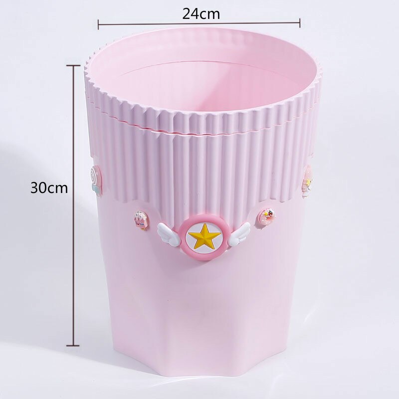 Creative Pink Waste Bin Anime Card Captor Sakura Plastic Trash Can Kawaii Cartoon Home Office Desktop Garbage Storage Basket New - StorageandmoreStorage