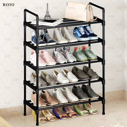 Simple Shoe Rack Metal Shoe Shelf Footwear Shoe Rack Living Room Space Saving Shoes Organizer Stand Holder Black Shoe Shelf - StorageandmoreStorage