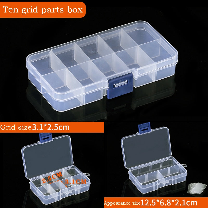 Container Plastic Box Practical Adjustable Compartment Jewelry Earring Bead Screw Holder Case Display case strage box - StorageandmoreStorage