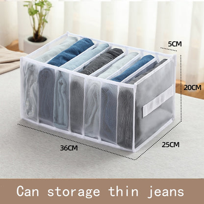 Jeans Compartment Storage Box Closet Clothes Drawer Mesh Separation Box Underwear Pants Drawer Divider Can Washed Home Organizer - StorageandmoreStorage