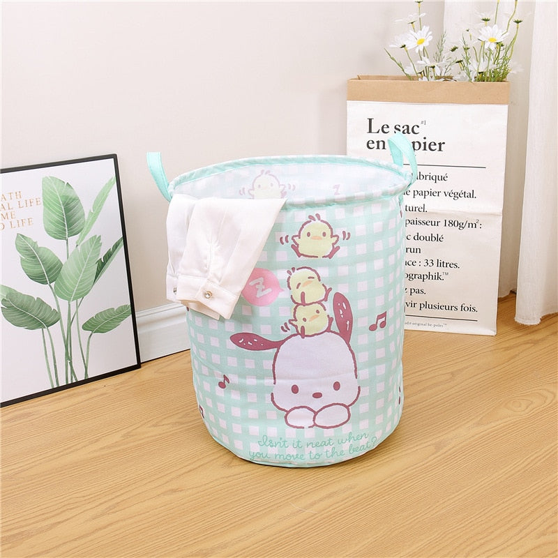 Kawaii Sanrioed My Melody Kuromi Cinnamoroll Foldable Laundry Basket Cartoon Folding Washing Bin Laundry Hamper - StorageandmoreStorage