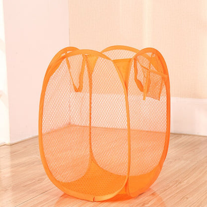 Folding Laundry Storage Basket Household Dirty Clothes Bag  Light Nylon Mesh Color Net Laundry Basket Sundries Organization - StorageandmoreStorage