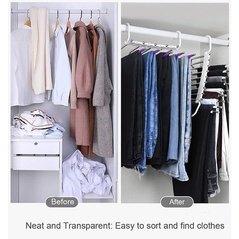 Multifunctional Pants Hanger Clothes Organizer Adjustable Pant Storage Rack Closet Organizer Trouser Hanger - StorageandmoreStorage