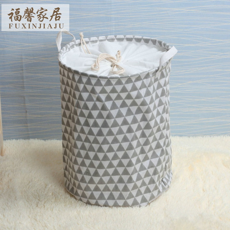 New Fashion Print Laundry Basket with Drawstring Lining Portable Foldable Storage Bag Hamper for Kids Toys Dirty Clothes Basket - StorageandmoreStorage