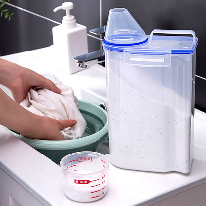 Powder Storage Box Plastic Kitchen Rice Grains Container Bathroom Laundry Powder Detergent Case with Pour Mouth - StorageandmoreStorage