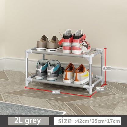 Simple Shoe Rack Metal Shoe Shelf Footwear Shoe Rack Living Room Space Saving Shoes Organizer Stand Holder Black Shoe Shelf - StorageandmoreStorage