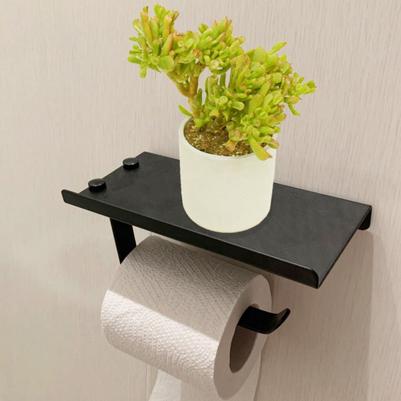 Stainless Steel Toilet Paper Holder Bathroom Wall Mount WC Paper Phone Holder Shelf Towel Roll shelf Accessories - StorageandmoreStorage