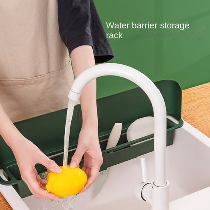 Stretchable Sink Water Splash Guard Dish Washing Baffle Board With Organize  Kitchen Sink Sponge Brush Water Baffle Shelf - StorageandmoreStorage