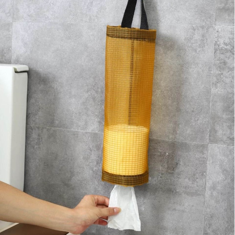 Home Grocery Bag Holder Wall Mount Plastic Bag Holder Dispenser Hanging Storage Trash Garbage Bag Kitchen Garbage Organizer - StorageandmoreStorage