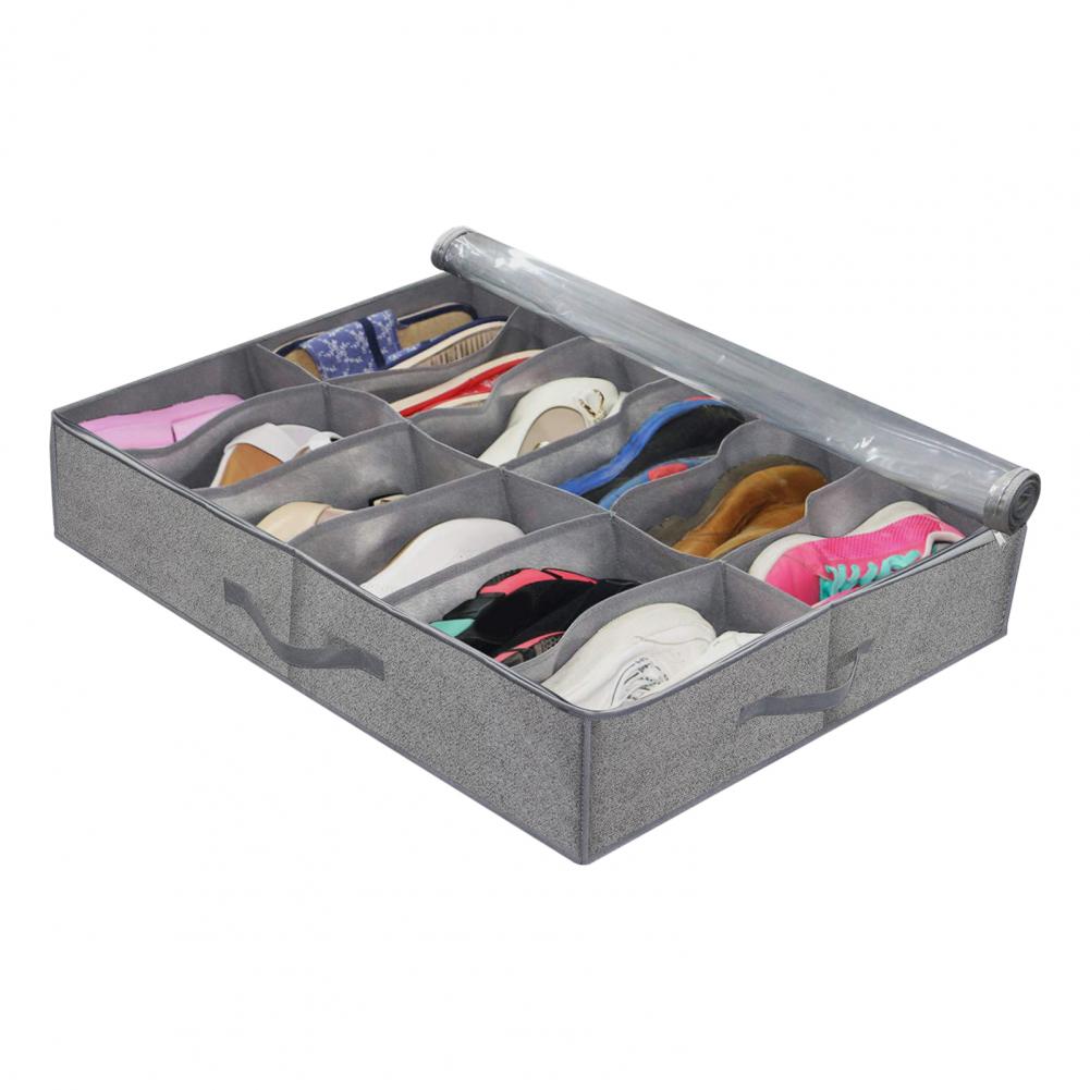 Practical 10 Grids Space-saving Underbed Organizer Non Woven Fabric Under Bed Shoe Organizer Convenient for Bedroom - StorageandmoreStorage