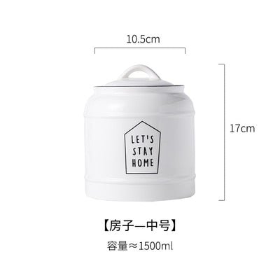 Ceramic Lid Sealed Cans Candy Cans Household Snack Storage Bottle Coffee Beans Tea Cans Kitchen Multigrain Storage Container - StorageandmoreStorage