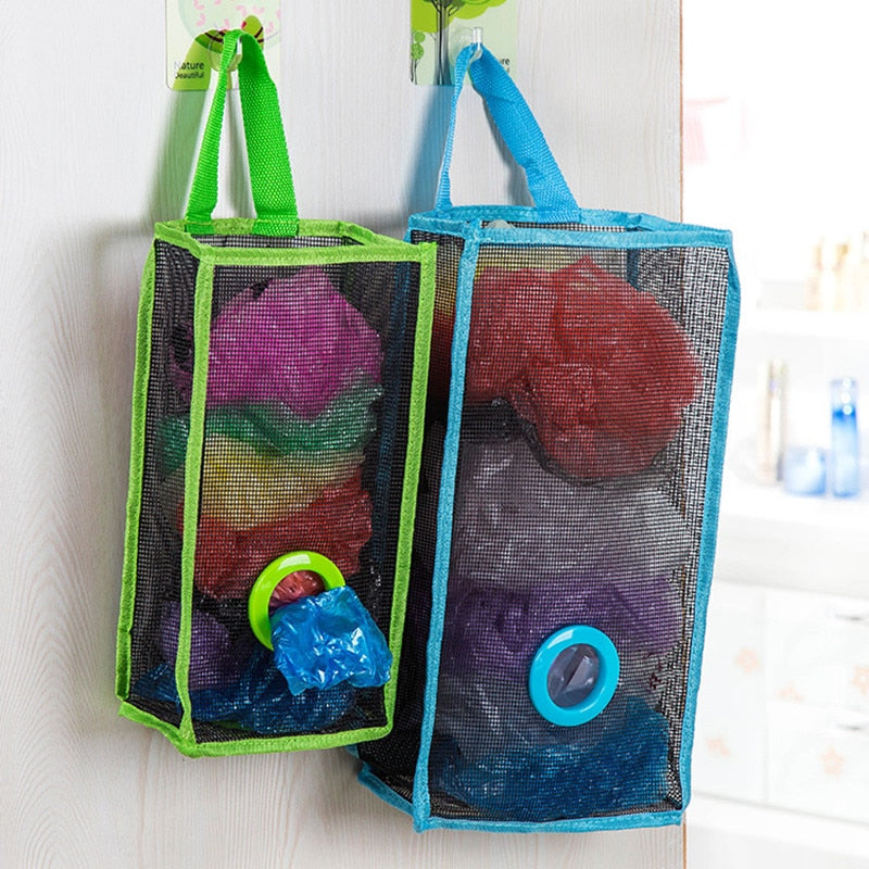 Useful Fashion Hanging Breathable Plastic Grid Garbage Bag Socks Sundries Storage Organizers Kitchen Bathroom Storage Bag. - StorageandmoreStorage