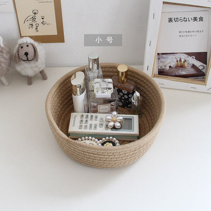 1PCS Woven Desktop Sundries Organizer Box INS Nordic Cotton Rope Storage Baskets Baby Dirty Clothes Laundry Basket Hamper - StorageandmoreStorage