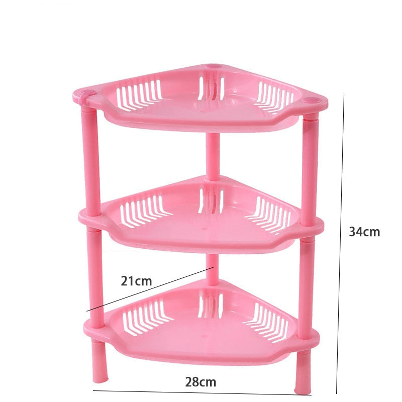 3-Layers Kitchen Storage Rack Shelve Plastic Assembled Sundries Food Shelf Dish Holder Bathroom Organizer Accessories - StorageandmoreStorage