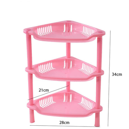 3-Layers Kitchen Storage Rack Shelve Plastic Assembled Sundries Food Shelf Dish Holder Bathroom Organizer Accessories - StorageandmoreStorage