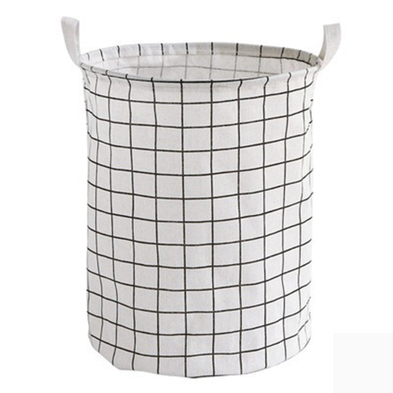 Dirty Laundry Basket Cotton Linen Foldable Round Waterproof Organizer Bucket Clothes Toys Large Capacity Home Storage Basket - StorageandmoreStorage