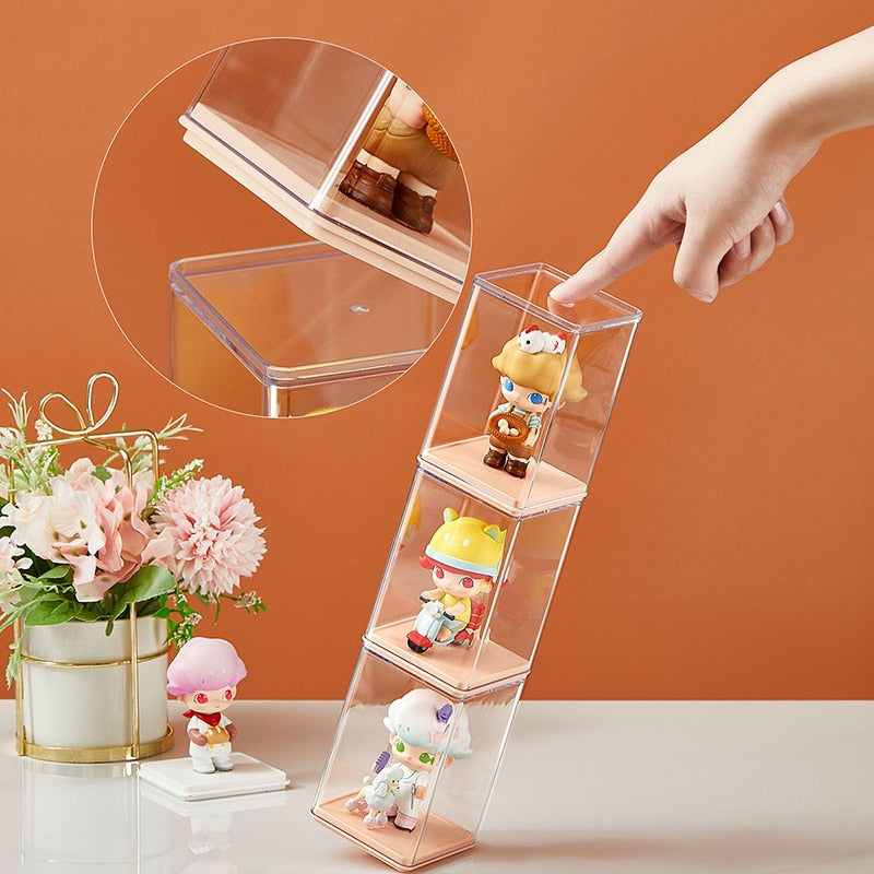 6pcs Blind box storage display box Dustproof transparent doll storage box Simplicity Toy Garage Kit display rack - StorageandmoreStorage