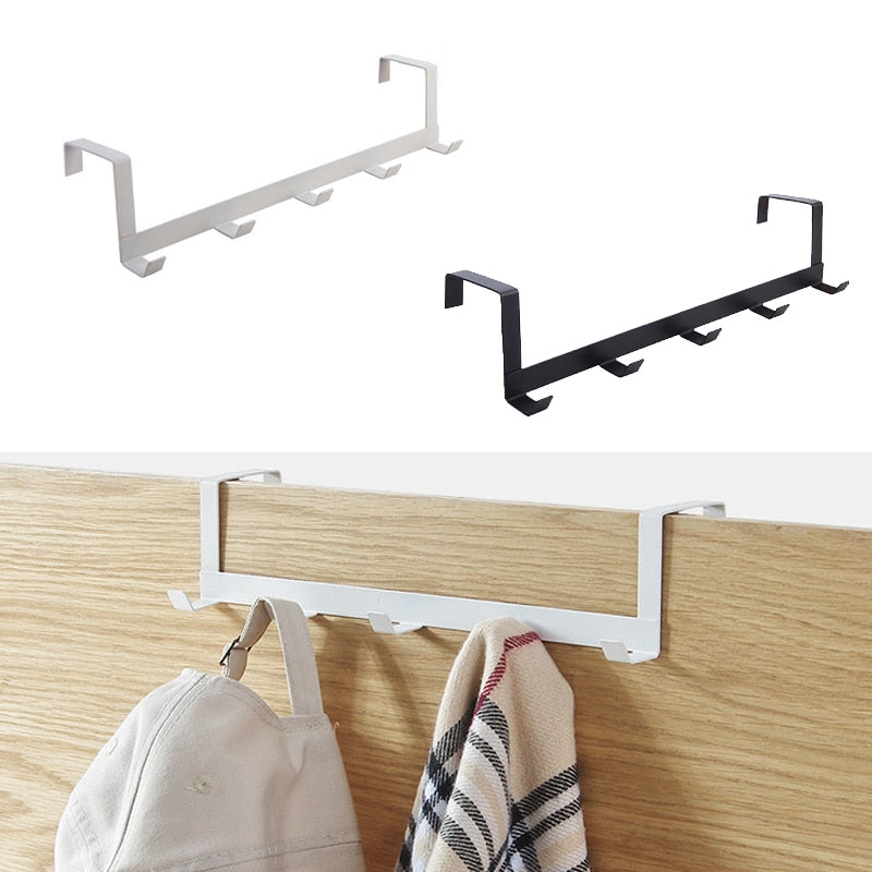 Over Hooks The Door 5 Hooks Home Bathroom Organizer Rack Clothes Coat Hat Towel Hanger New Bathroom Kitchen Accessories Holder - StorageandmoreStorage