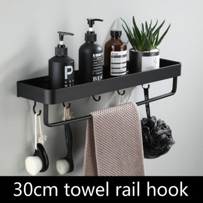 Bathroom Shelf Wall Shelves Shelf Aluminum Black Bathroom Corner Shelf Wall Mounted Black Aluminum Kitchen Storage Holder - StorageandmoreStorage