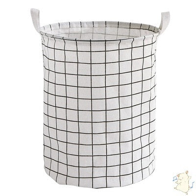 Cotton Linen Dirty Laundry Basket Foldable Round Waterproof Organizer Bucket Clothing Children Toy Large Capacity Storage Home - StorageandmoreStorage