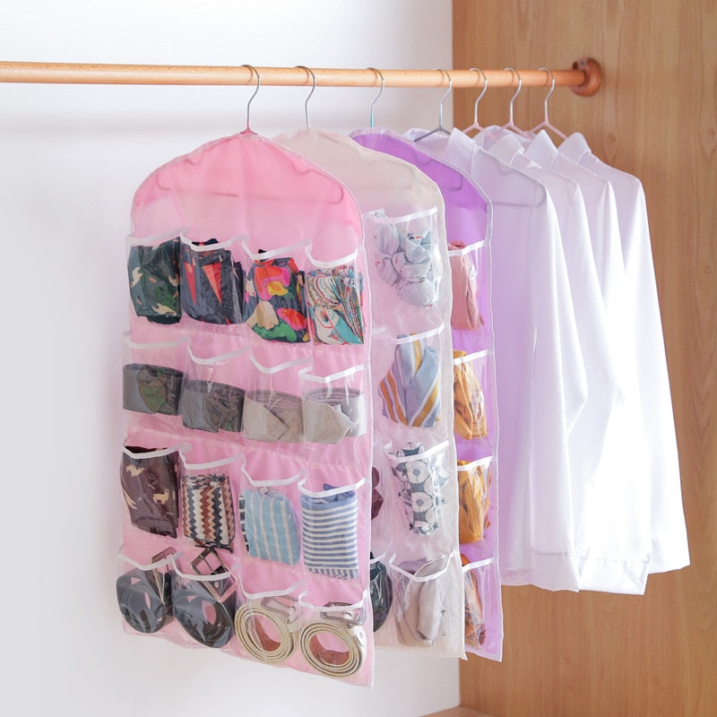 New Portable 16 Grid Closet Multi-role Hanging Bag Socks Bra Underwear Rack Hanger Storage Organizer Storage Box Wall-Mount Bag - StorageandmoreStorage