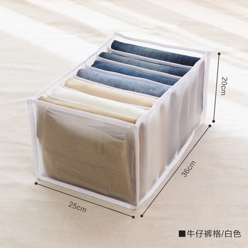 Jeans Compartment Storage Box Closet Clothes Drawer Mesh Separation Box Underwear Pants Drawer Divider Can Washed Home Organizer - StorageandmoreStorage