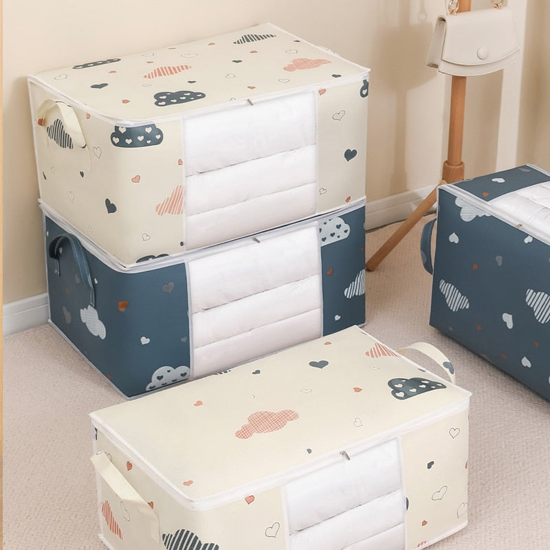 Quilt Clothes Storage Bag Big Capacity Duvet Blanket Sorting Bags Dustproof Closet Under-Bed Storage Moisture Proof Organizer - StorageandmoreStorage