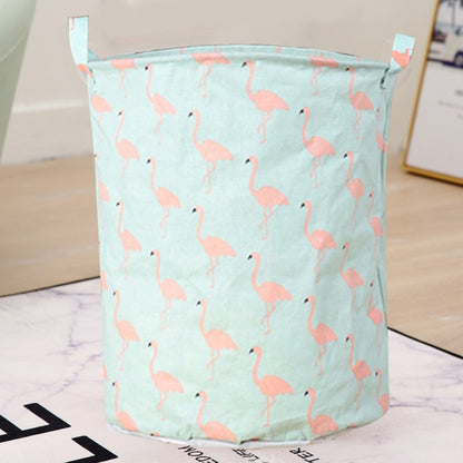 Dirty Laundry Basket Cotton Linen Foldable Round Waterproof Organizer Bucket Clothes Toys Large Capacity Home Storage Basket - StorageandmoreStorage