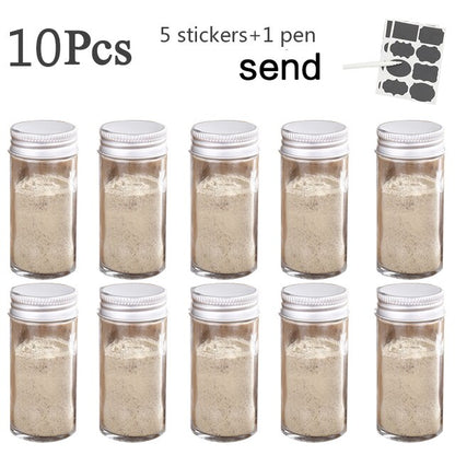 3-12PCS Set Seasoning Jar Square Glass Container Seasoning Bottle Kitchen Outdoor Camping Seasoning Container Glass Sealed Jar - StorageandmoreStorage