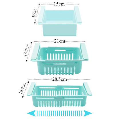 Retractable Fridge Drawer Storage Rack Refrigerator Freezer Shelf Adjustable Pull-Out Space Layer Storage Holder Organizer - StorageandmoreStorage